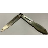 A Victorian silver and mother of pearl folding pocket fruit knife, Sheffield 1862