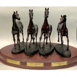 A set of four Franklin Mint bronze model horses, The Origins of Champions, Darley Arabian,