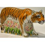 A Royal Crown Derby paperweight, Sumatran Tigress, gold stopper, printed mark, boxed