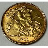 Coins - GB, George V gold half sovereign, 1911