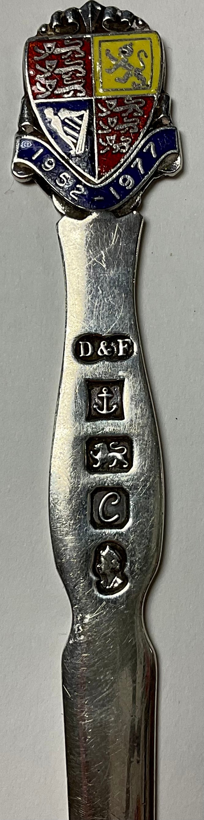 An Elizabeth II silver and enamel letter knife, Deakin & Francis, Birmingham 1977 - Image 2 of 2