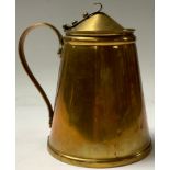 W A S Benson - an Arts and Crafts brass water jug, c.1910, 16cm high