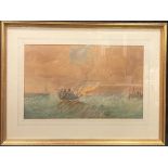 English School (20th century) Fishing Vessel off the Jetty signed, watercolour, 31cm x 51cm