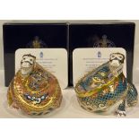 A pair of Royal Crown Derby Millennium Dragon paperweights, Dragon of Happiness and Dragon of Good