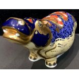 A Royal Crown Derby paperweight, Hippopotamus, gold signature edition, limited edition 279/2,500,