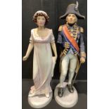 A pair of Boehm porcelain figures, Admiral Lord Nelson and Emma, Lady Hamilton, 43cm and 39cm