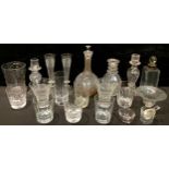 Glassware - 19th century and later cut glass including glasses, beakers, candlesticks, decanters,