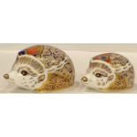 A Royal Crown Derby paperweight, Hawthorn Mother Hedgehog, gold stopper; another, Bramble baby