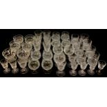 Glassware - cut glass brandy glasses, wine glasses, sundae dishes, sherry glasses, etc, qty