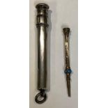 A Samson Morden & Co pencil; a 19th century lady's chatelaine pencil, turquoise set (2)