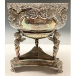 A silver plate rose bowl and stand, the cartouche inscribed 'The Caledonian Society of