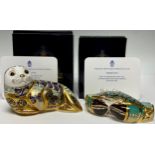 A Royal Crown Derby paperweight, Harbour Seal, exclusive limited edition 261/4,500, gold stopper,
