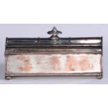 A George III Old Sheffield Plate treasury inkstand, hinged serpentine cover with Neo-Classical urn