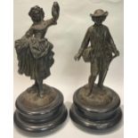 A pair of late 19th century French patinated spelter figures, c.1890