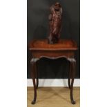 A Chippendale Revival mahogany centre table, serpentine square top with moulded edge and inset