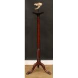 A George III Revival tripod statuary pedestal, spirally turned and fluted pillar carved with