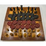 A 19th century mahogany travelling chess board/box