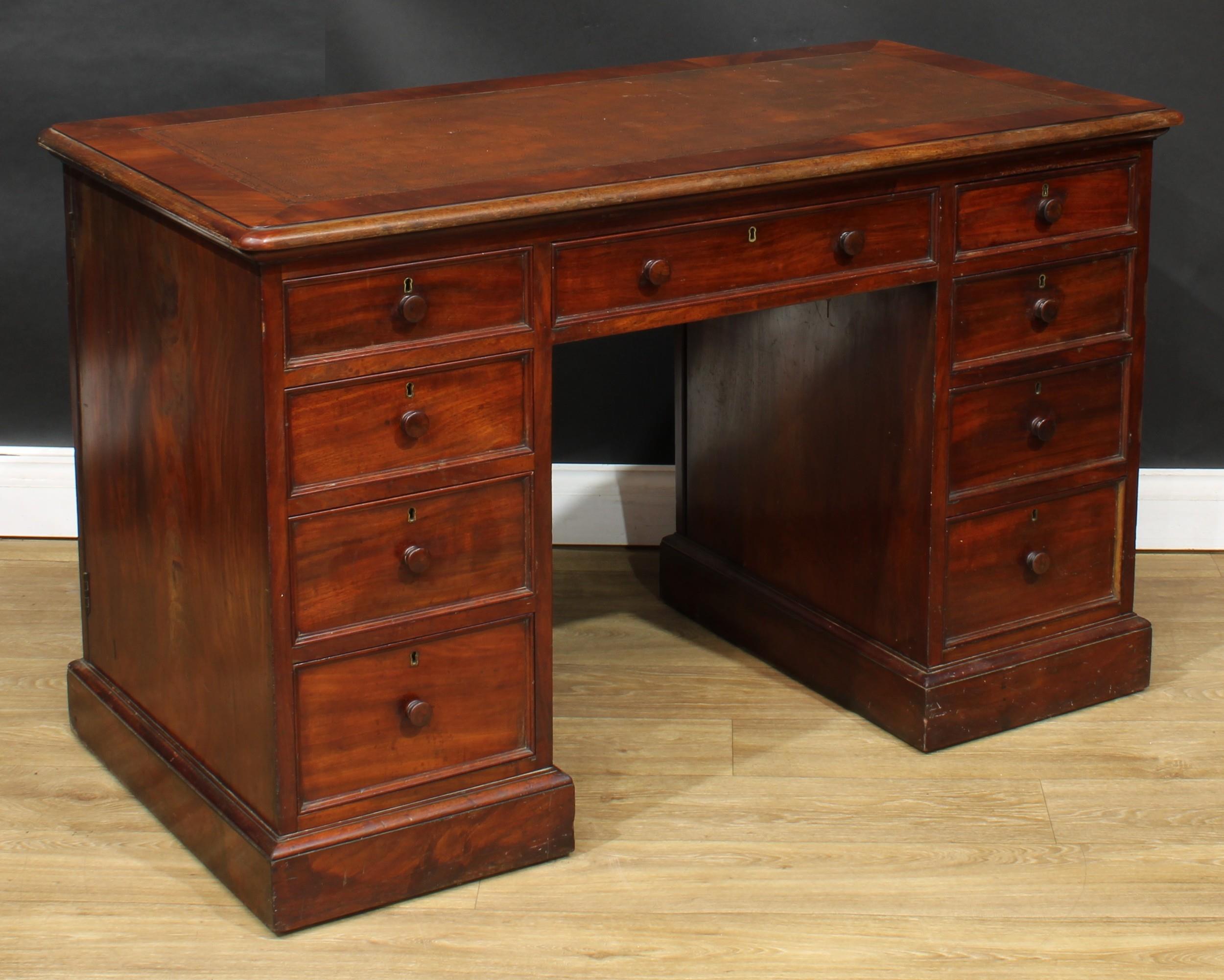 An early Victorian mahogany partners’ desk, by Miles & Edwards, 134 Oxford Street, London, stamped - Image 3 of 7