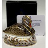 A Royal Crown Derby paperweight, Black Swan, specially commissioned by Royal Doulton to celebrate