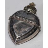 A Norwegian silver and silver-gilt heart shaped marriage box, hinged cover with crown finial, 7cm