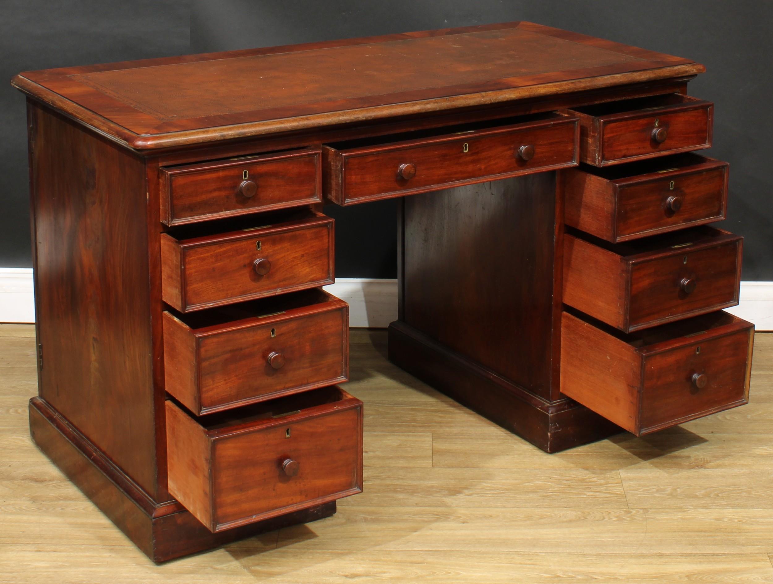 An early Victorian mahogany partners’ desk, by Miles & Edwards, 134 Oxford Street, London, stamped - Image 4 of 7