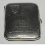 Omar Ramsden - an Arts and Crafts silver rounded rectangular cigarette case, engraved with the