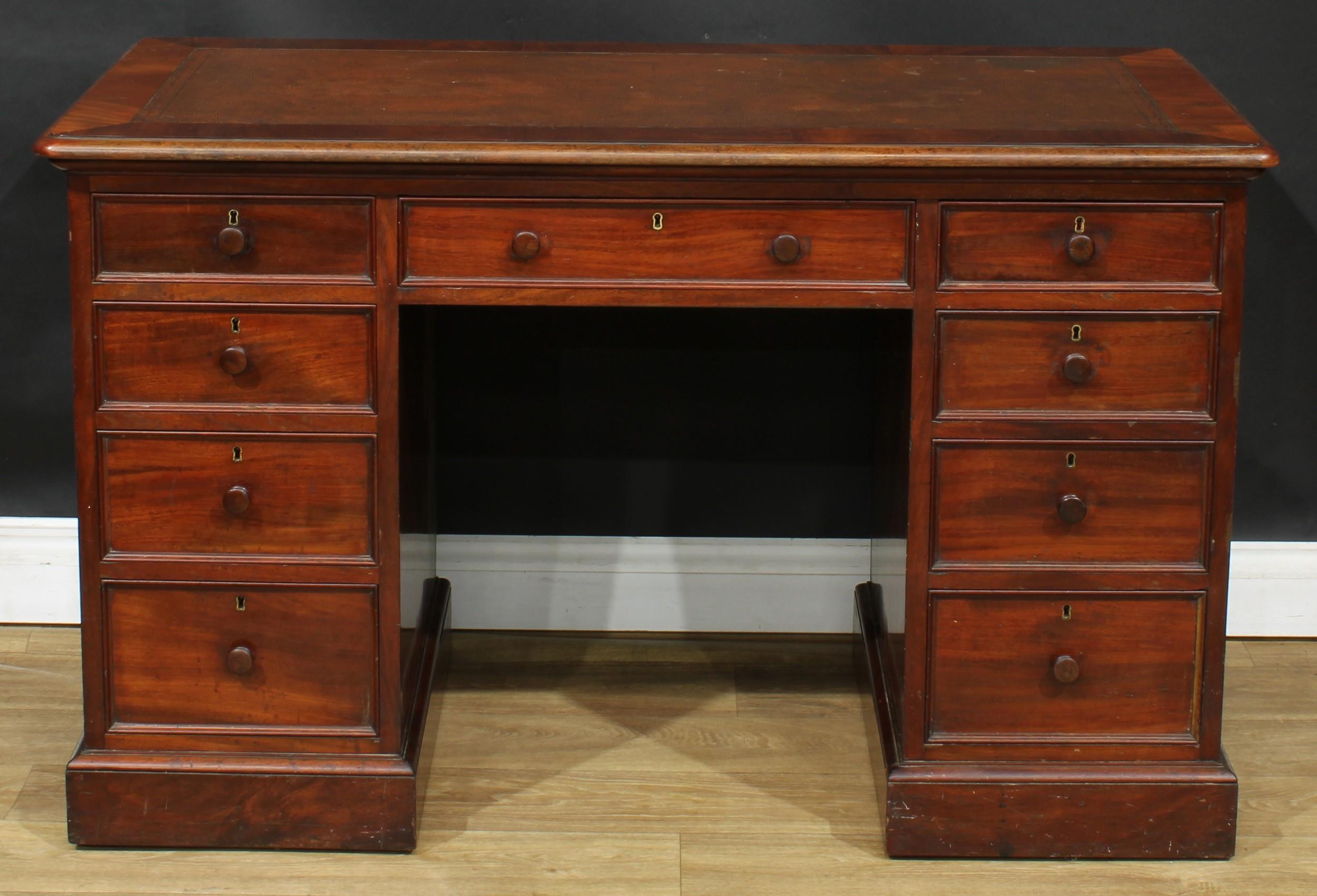 An early Victorian mahogany partners’ desk, by Miles & Edwards, 134 Oxford Street, London, stamped - Image 2 of 7
