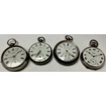 A silver Waltham pocket watch, enamel dial, subsidiary seconds dial; a Veracity pocket watch;