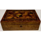 A 19th century Tunbridge ware box, c.1870, 20.5cm wide