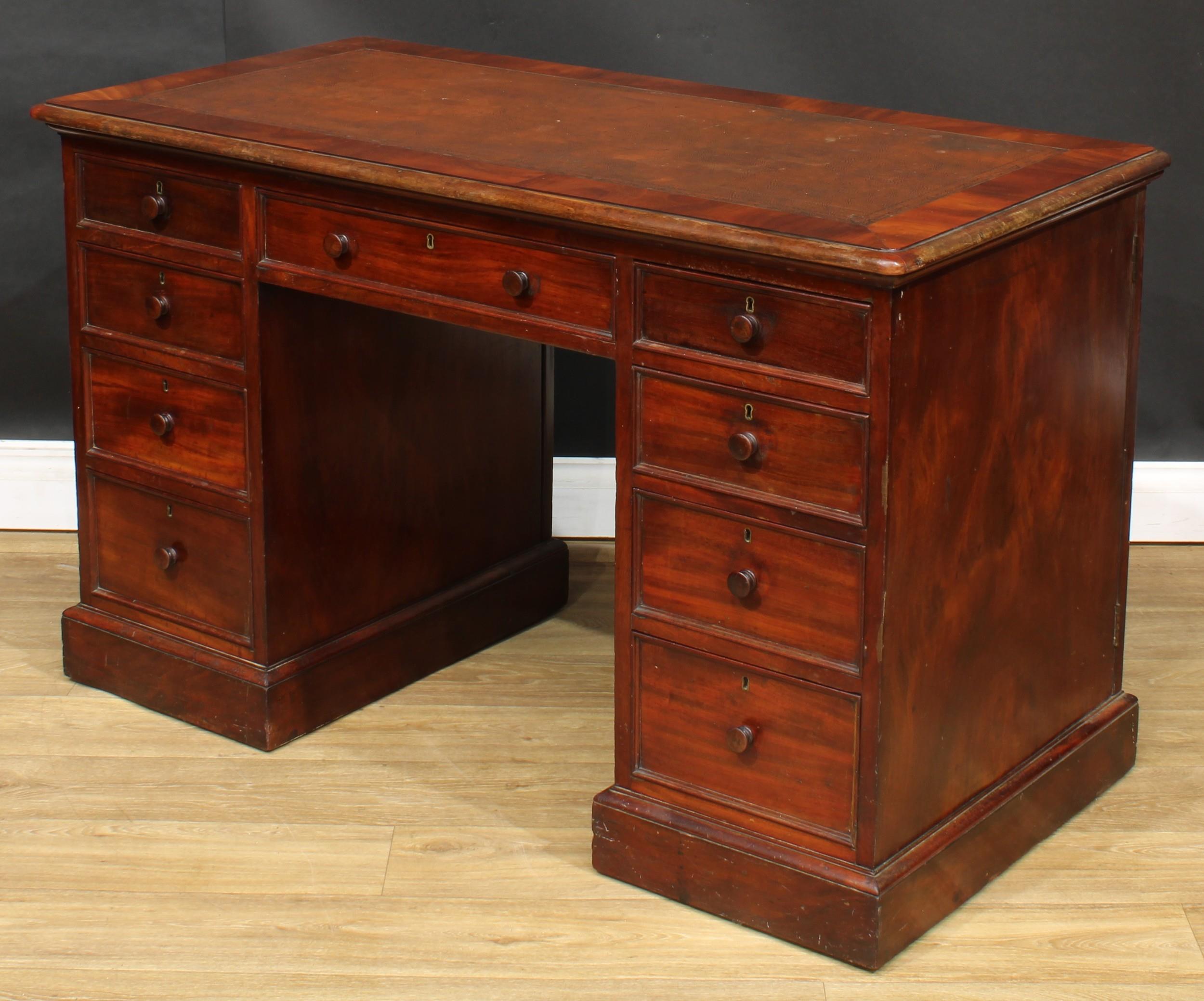 An early Victorian mahogany partners’ desk, by Miles & Edwards, 134 Oxford Street, London, stamped - Image 5 of 7