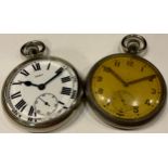 An Aero open face pocket watch, top winding; another (2)