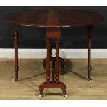 A Victorian mahogany oval Sutherland table, ceramic casters, 72cm high, 90cm wide, c.1860