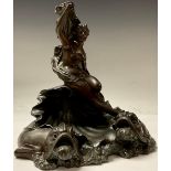 After Waclaw Bernard Szczeblewski, a French spelter allegorical table centre, beautiful female