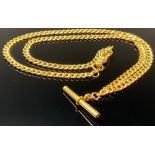 A 9ct gold curb link necklace with T-bar, marked 375, 7.3g