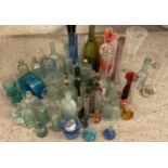 Victorian and later bottles; mid 20th century glassware; etc