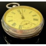 A silver open faced pocket watch, Chester 1901