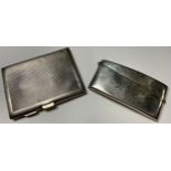 A George V silver rectangular cigarette case, engine turned, 9cm, EJ Trevitt & Sons, Chester 1932,