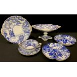 A Royal Crown Derby Mikado pattern oval comport, with pair of acorn handles; two-handled soup dish