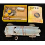 Toys & Juvenalia - a painted wooden racing car with a Jetex power unit 200, manufactured by