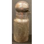 A Victorian silver scent bottle, associated hinged twist cover, 7.5cm high