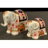 A pair of Royal Crown Derby paperweights, Lucky Star, Imari elephant and Lucky Charm, Govier's