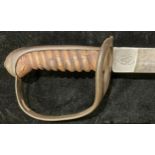 Militaria - a 19th century sword, wire bound leather grip, the 85.5cm blade stamped 1579AE, the