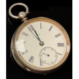 A silver fusee pocket watch, Chester 1890