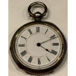 A late 19th century Continental fine silver fob watch, c.1890