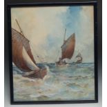 W Stewart (19th century) Fishing Boats in a Squall signed, watercolour, 41cm x 36cm