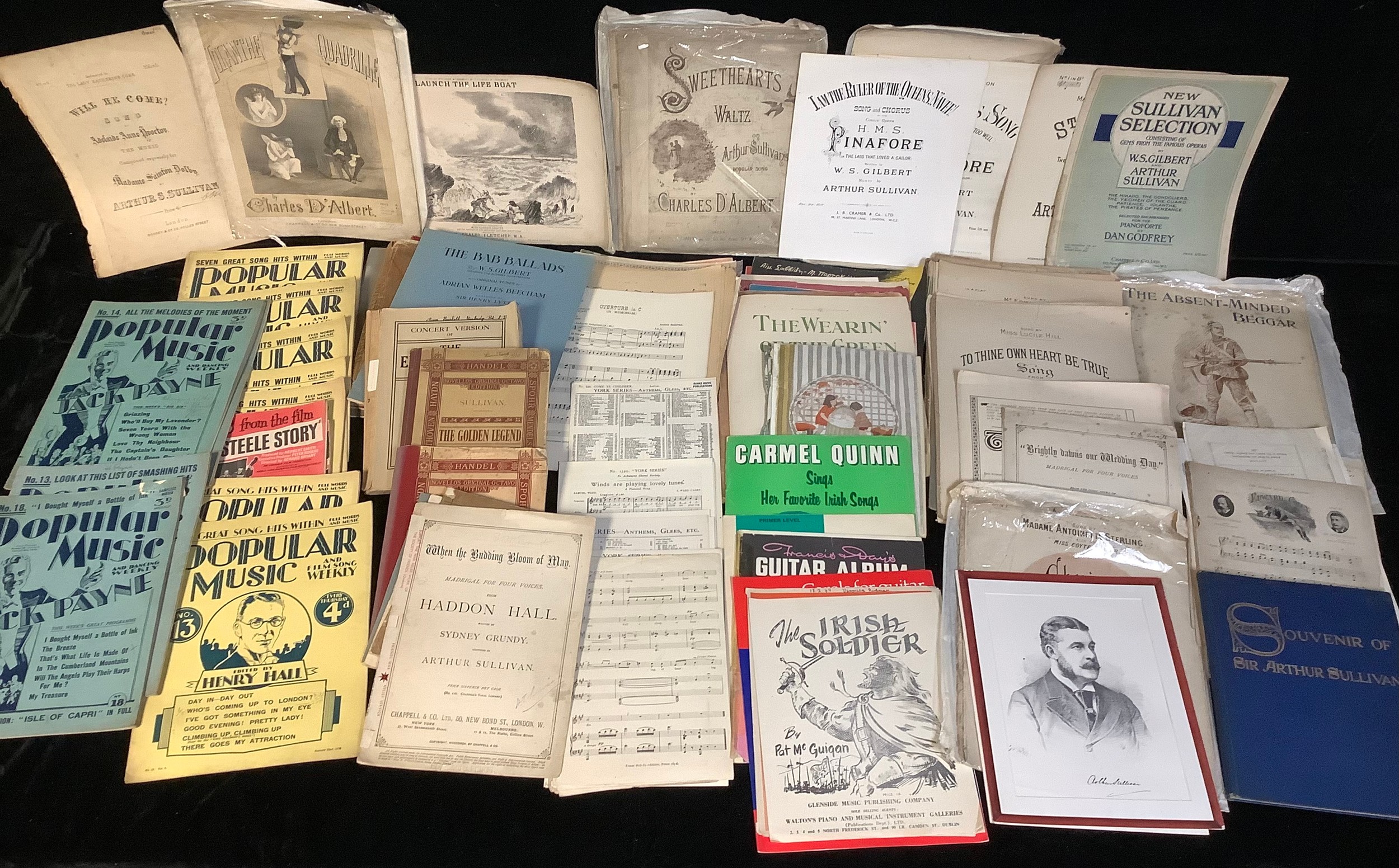 A large collection of sheet music, scores, books, relating to Gilbert and Sullivan and others