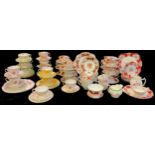A Gainsborough China floral pattern tea service for twelve, comprising cake plate, sugar bowl,