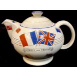 A Crown Ducal teapot, transfer printed, War Against Hitlerism, This Souvenir Teapot was made for