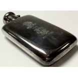 An Edwardian silver hip flask, Birmingham 1903, later engraved, 13.5cm 126g