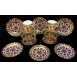 A set of six Royal Crown Derby Imari palette 1128 pattern teacups and saucers, a set of three 1128